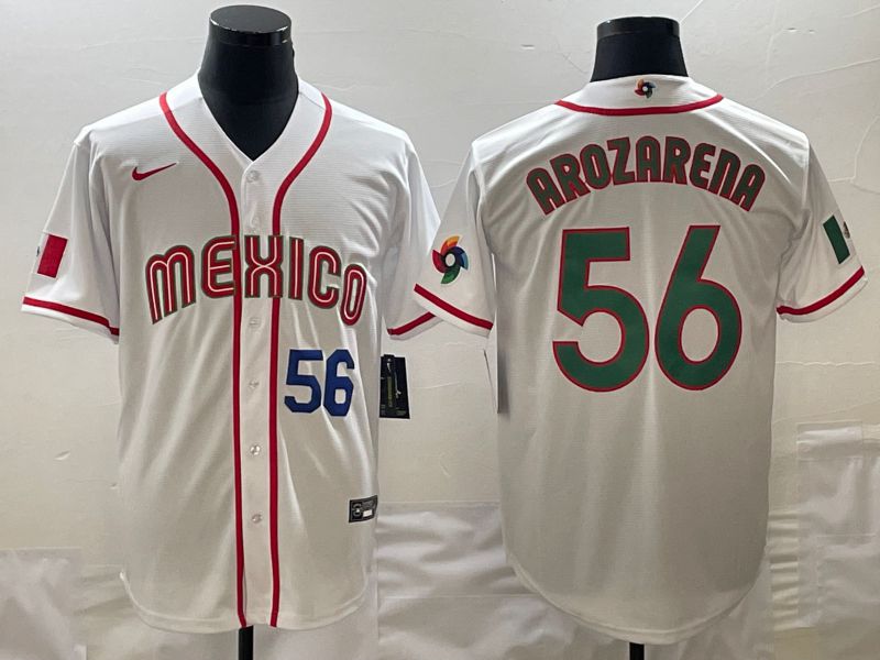 Men 2023 World Cub Mexico #56 Arozarena White green Nike MLB Jersey3